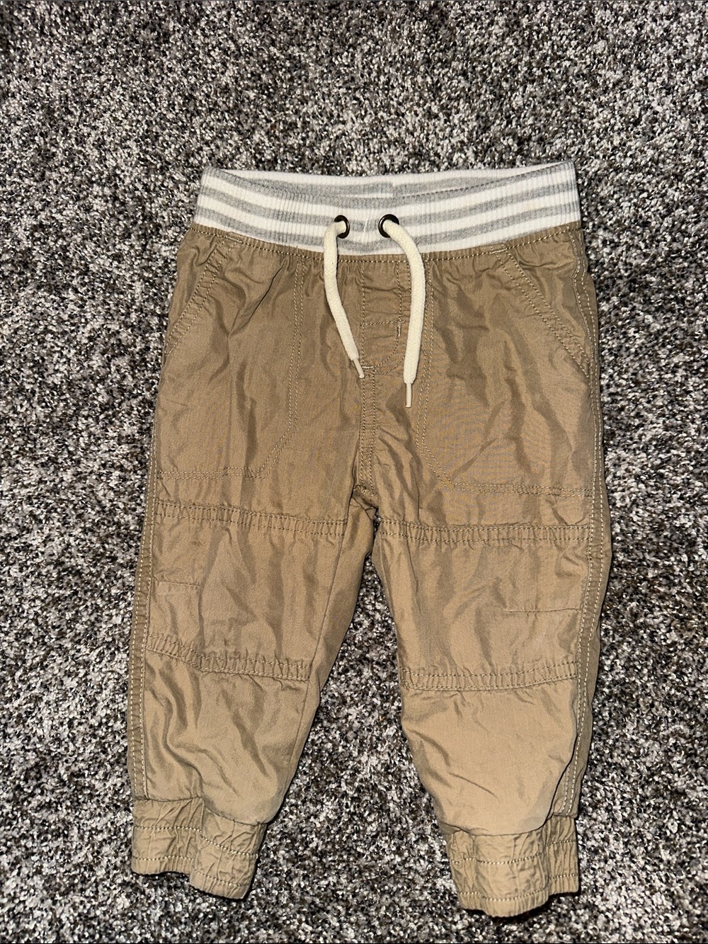 Wonderkids Tan Jogger Pants with Striped Waistband